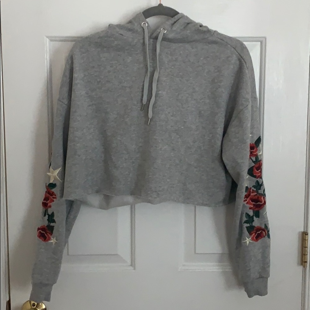 Grey cropped hoodie